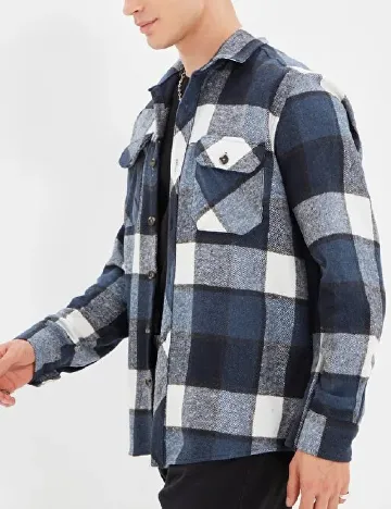 Camasa TRENDYOL, albastru/alb