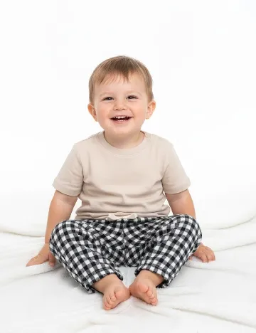 Pantaloni Zara, negru/alb