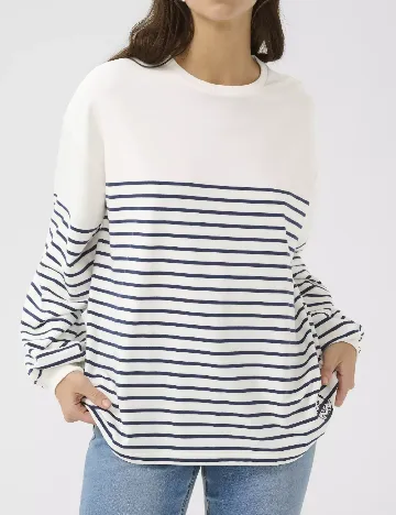 Bluza Oversize Cream, alb/albastru