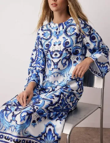 Rochie lunga TRENDYOL, albastru/alb