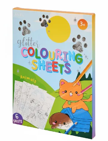 Set foi de colorat cu sclipici 6 bucati AVEC, mix culori