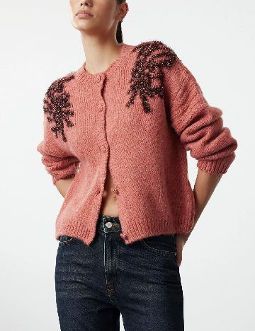Cardigan TRENDYOL, roz pudra