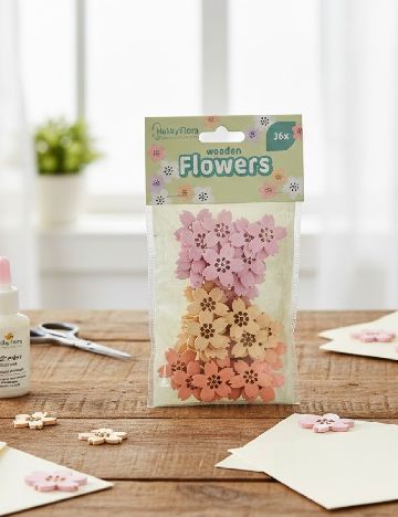 Set flori din lemn Hobby Flora, mix culori