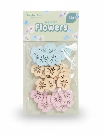 Set flori din lemn Hobby Flora, mix culori
