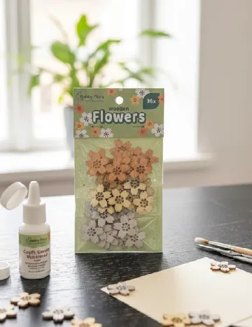 Set flori din lemn Hobby Flora, mix culori