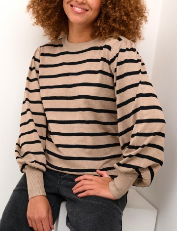 Bluza Kaffe, maro/negru