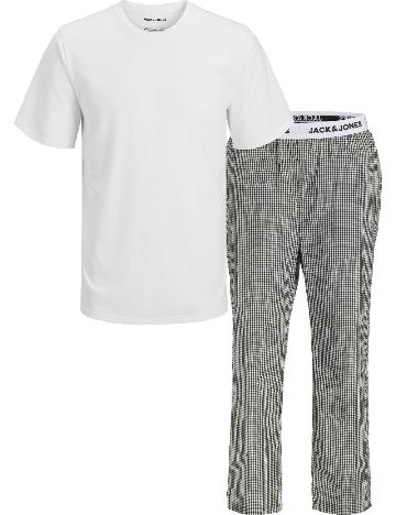 Pijama Jack&Jones, alb/negru