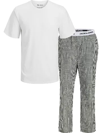 Pijama Jack&Jones, alb/negru