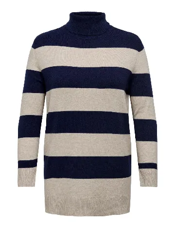 Bluza Only Carmakoma, bej/bleumarin