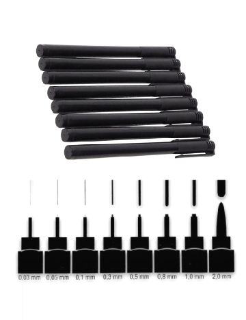 Set de finelinere 8 bucati AVEC, negru