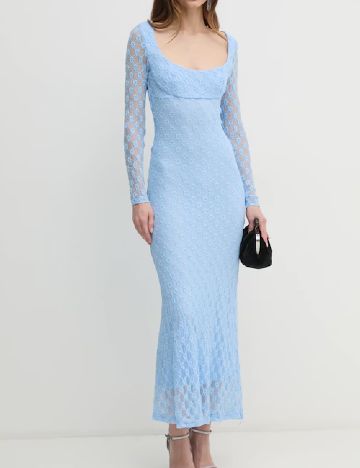 Rochie lunga Bardot, albastru