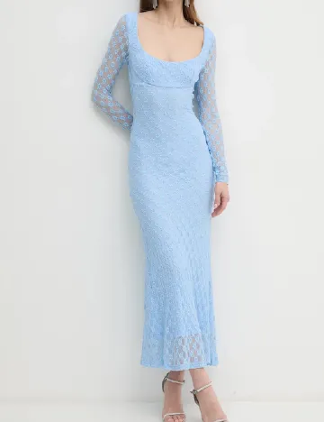 Rochie lunga Bardot, albastru