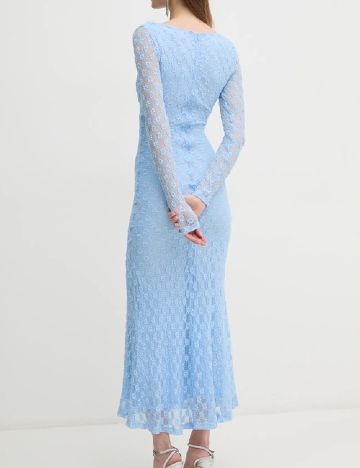 Rochie lunga Bardot, albastru