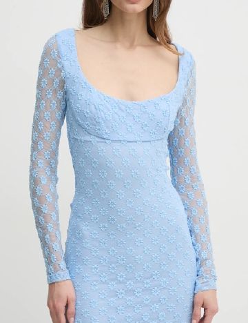 Rochie lunga Bardot, albastru