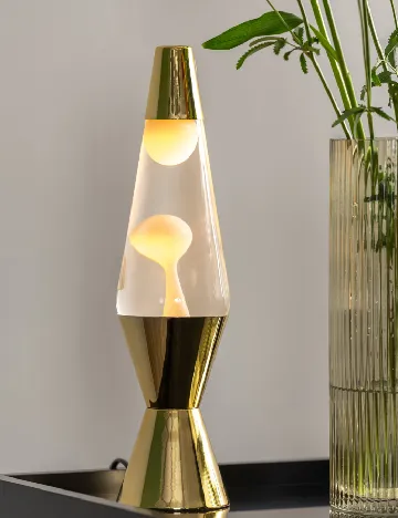 Lampă de masă cu lavă albă Leitmotiv, auriu