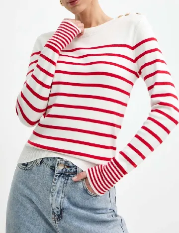 Bluza Morgan de toi, alb/rosu