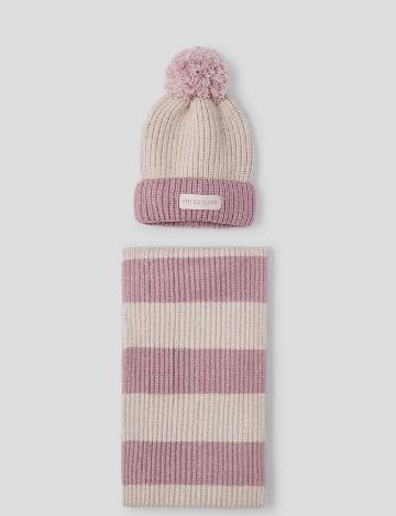 Set caciula si fular Mayoral, roz/crem