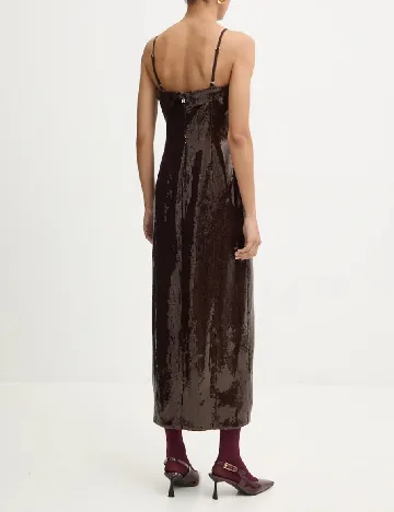 Rochie lunga Rotate, maro