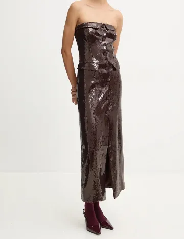 Rochie lunga Rotate, maro