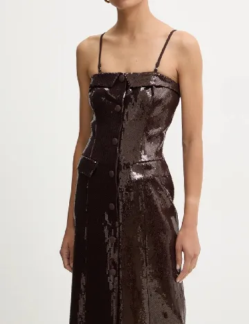 Rochie lunga Rotate, maro