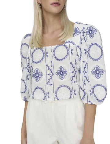 Bluza Only, alb/albastru