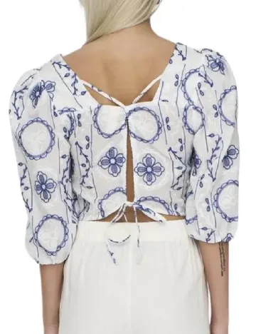 Bluza Only, alb/albastru