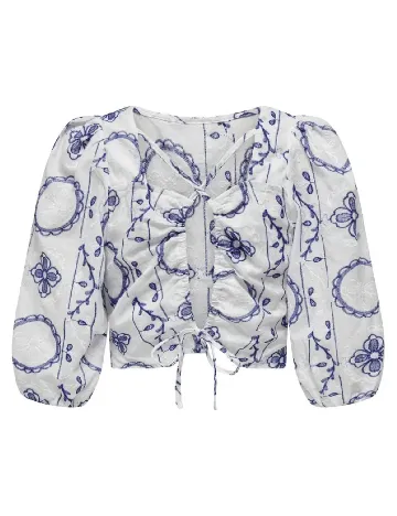 Bluza Only, alb/albastru