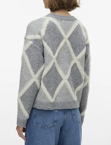 Pulover Oversize Vero Moda, ecru/gri