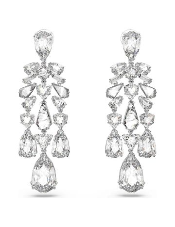 Cercei placati cu rodiu Swarovski, argintiu