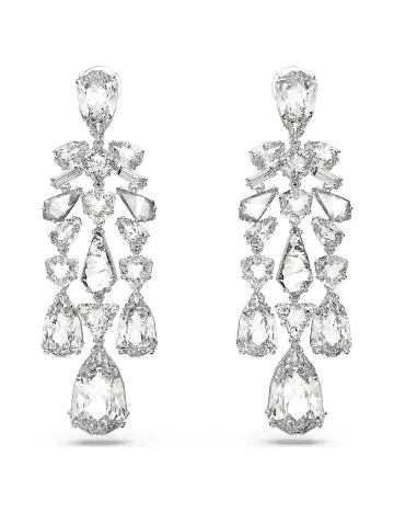 Cercei placati cu rodiu Swarovski, argintiu