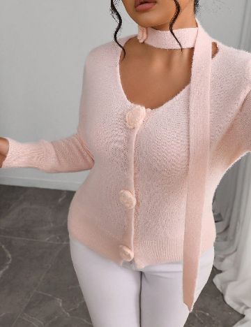 Cardigan SHEIN CURVE, roz