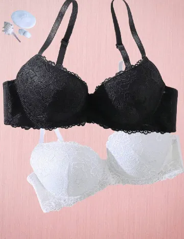 Set sutiene 2 bucati SHEIN, alb/negru