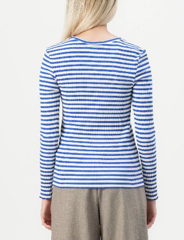 Bluza Jacqueline de Yong, albastru/alb