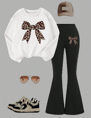 Compleu Shein Kids, alb/negru