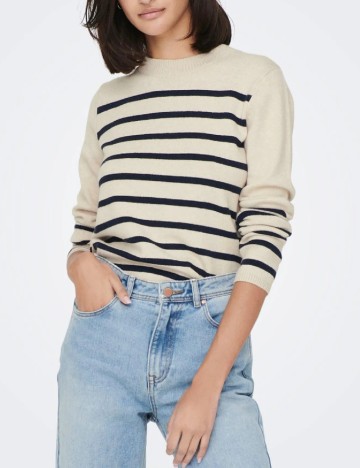 Bluza Jacqueline de Yong, bej/bleumarin