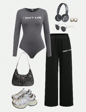 Compleu Shein Kids, gri/negru