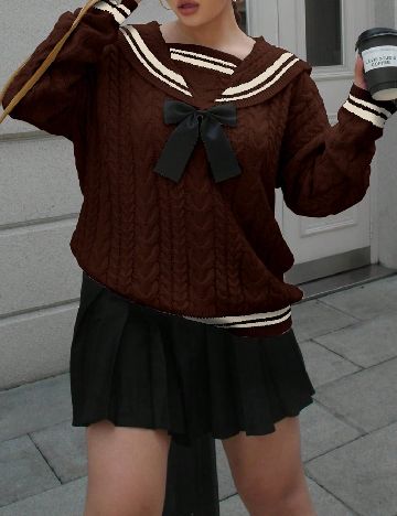 Pulover SHEIN CURVE, maro