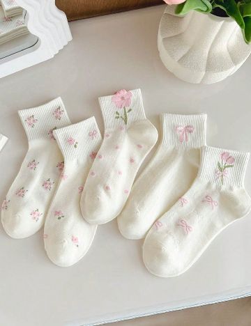 Set sosete 5 perechi Shein Kids, alb