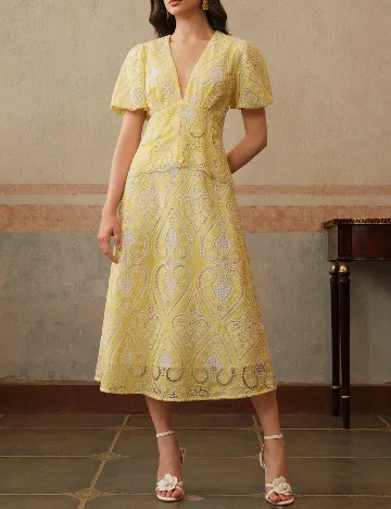 Rochie medie Anewsta, galben