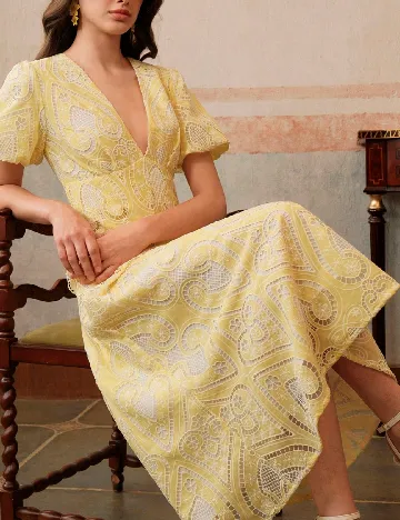 Rochie medie Anewsta, galben