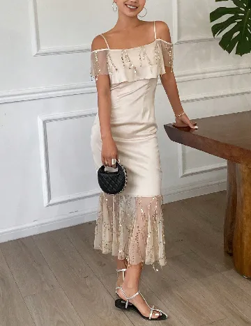 Rochie lunga Dazy, bej