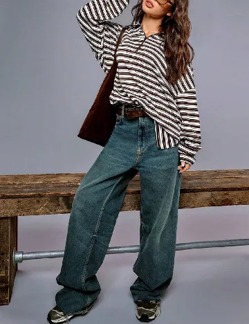 Bluza SHEIN, maro/alb