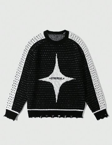 Pulover Romwe, negru/alb