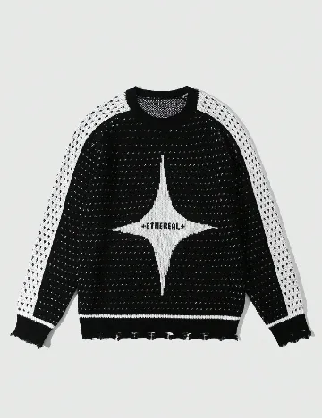 Pulover Romwe, negru/alb