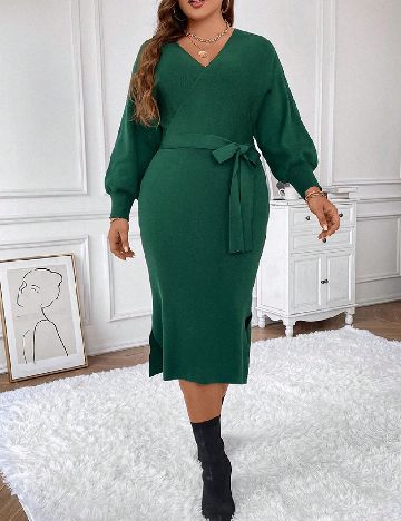 Rochie medie SHEIN CURVE, verde
