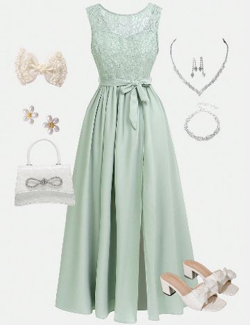 Rochie lunga Shein Kids, verde