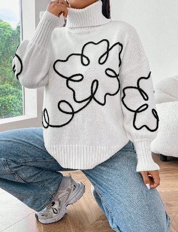 Pulover SHEIN CURVE, alb