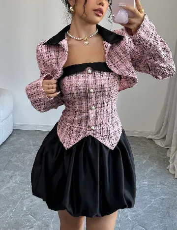 Rochie scurta SHEIN, roz/negru