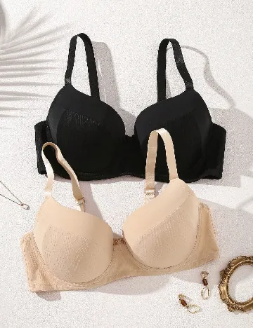 Set sutiene 2 bucati SHEIN, negru/crem