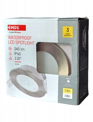 Spot LED incastrat 4.5W, rezistent la apa EMOS, argintiu